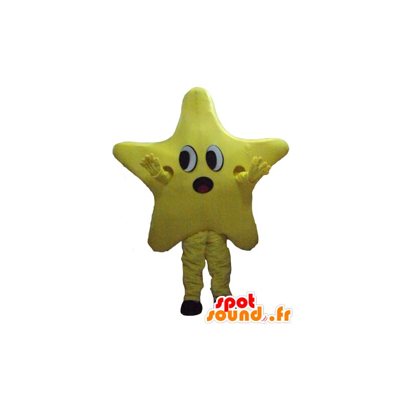 Mascotte d'étoile jaune géante, mignonne, à l'air étonné - MASFR24460 - Mascottes non-classées
