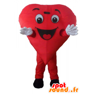 Cuore rosso della mascotte, gigante e sorridente - MASFR24466 - Valentine mascotte