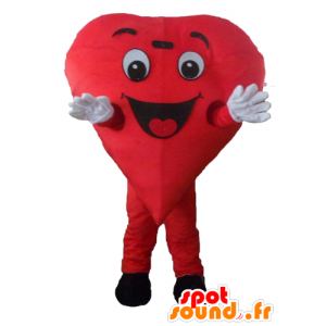 Mascotte de cœur rouge, géant et souriant - MASFR24466 - Mascotte Saint-Valentin