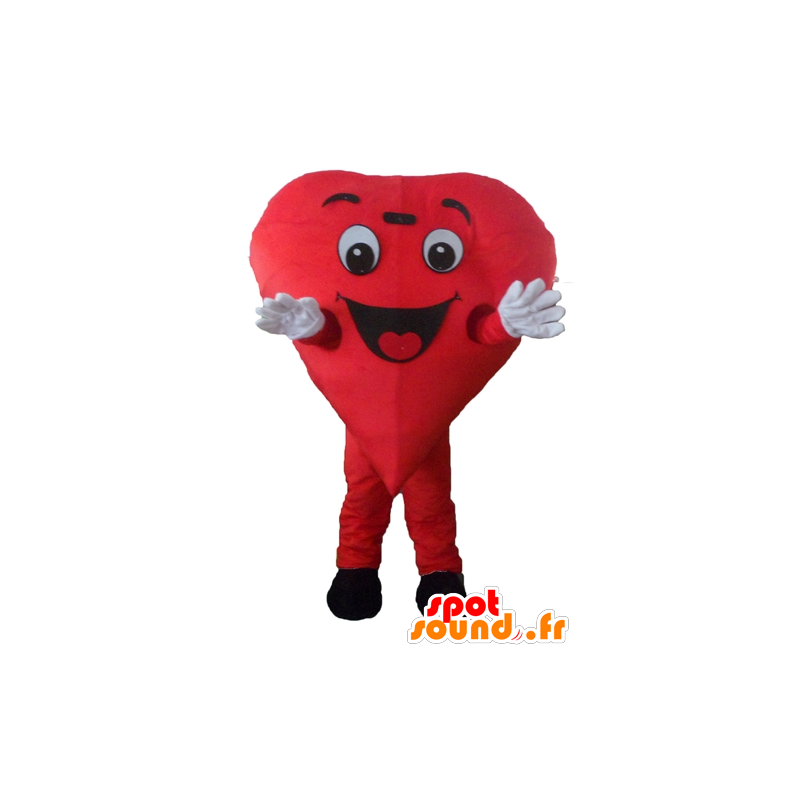 Maskot rødt hjerte, kæmpe og smilende - Spotsound maskot kostume