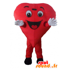 Cuore rosso della mascotte, gigante e sorridente - MASFR24466 - Valentine mascotte