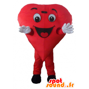Mascotte de cœur rouge, géant et souriant - MASFR24466 - Mascotte Saint-Valentin