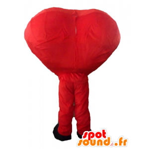 Coração vermelho mascote, gigante e sorrindo - MASFR24466 - mascote dos namorados