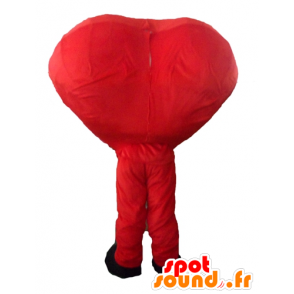 Mascotte de cœur rouge, géant et souriant - MASFR24466 - Mascotte Saint-Valentin