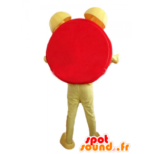 Mascote alarme vermelho, amarelo e branco, engraçado e sorrindo - MASFR24467 - objetos mascotes