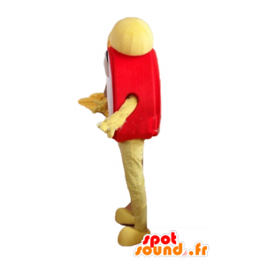 Mascotte de réveil rouge, jaune et blanc, rigolo et souriant - MASFR24467 - Mascottes d'objets