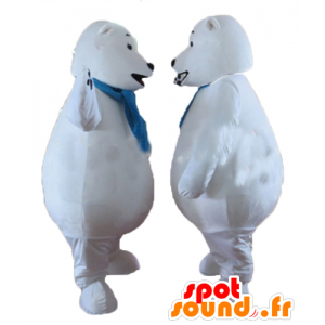 2 orso polare con sciarpa blu mascotte - MASFR24469 - Mascotte orso