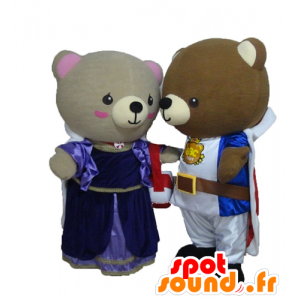 2 medvěd maskoti oblečené v princezny a rytíře - MASFR24470 - Bear Mascot