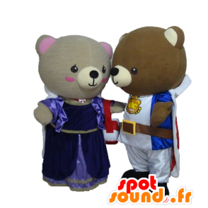 2 Bear mascottes gekleed in een prinses en ridder - MASFR24470 - Bear Mascot