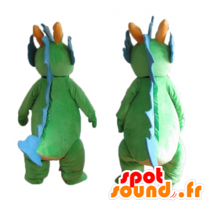 2 mascottes de dinosaures verts et bleus, mignons et colorés - MASFR24471 - Mascottes Dinosaure