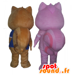 2 mascottes eekhoorns, een bruine en een roze - MASFR24472 - mascottes Squirrel