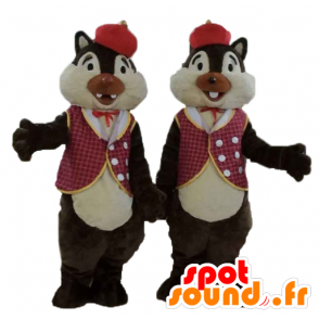 2 egern maskotter, Tic et Tac, i traditionelle tøj - Berømte maskotter - MASFR24473 - SpotSound.fr