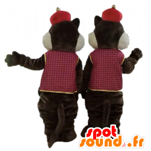 2 maskotki wiewiórki, Chip i Dale, w tradycyjnym stroju - MASFR24473 - Gwiazdy Maskotki