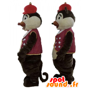 2 maskotki wiewiórki, Chip i Dale, w tradycyjnym stroju - MASFR24473 - Gwiazdy Maskotki