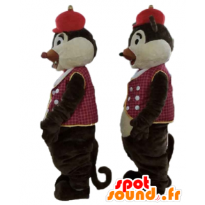 2 egern maskotter, Tic et Tac, i traditionelle tøj - Berømte maskotter - MASFR24473 - SpotSound.fr