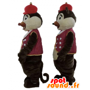 2 mascottes d'écureuils, de Tic et Tac, en tenues traditionnelles - MASFR24473 - Mascottes Personnages célèbres