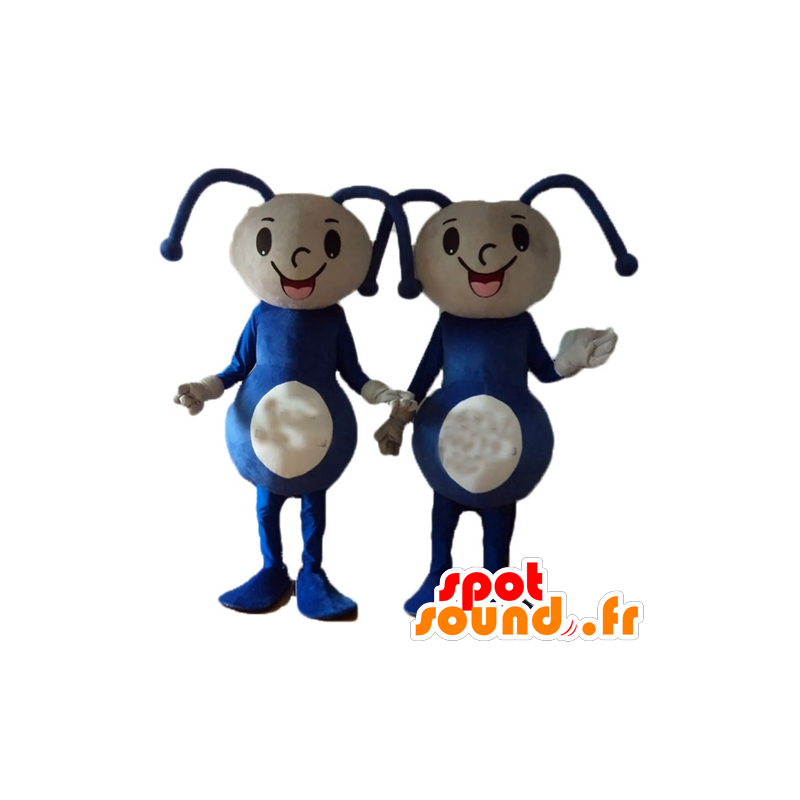 2 mascottes meisjes, poppen, blauw en beige - MASFR24474 - Mascottes Boys and Girls