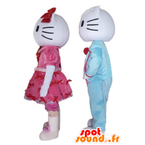 2 mascots, one of Hello Kitty and the other of her boyfriend - MASFR24479 - Mascots Hello Kitty