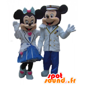 2 maskotter, Minnie og Mickey Mouse, søde, velklædte -