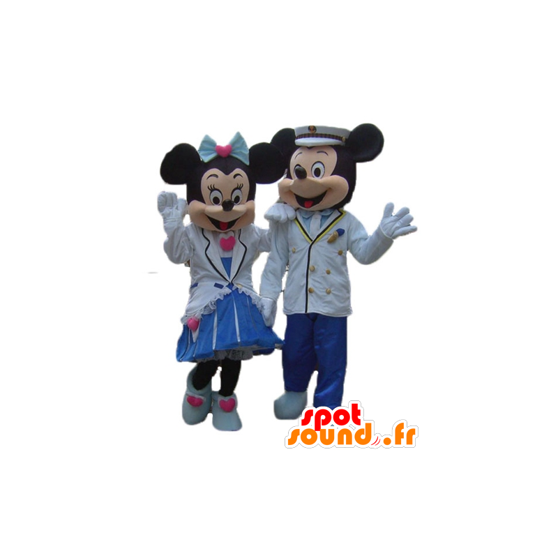 2 maskotar, Minnie och Mickey Mouse, söta, välklädda -