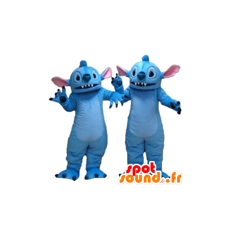 2 maskotar av Stitch, främlingen från Lilo och Stitch -