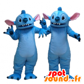 2 mascots Stitch, the alien of Lilo and Stitch - MASFR24487 - Mascots famous characters
