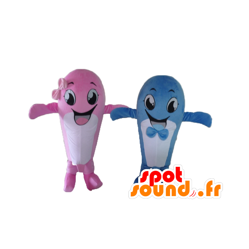 2 valmaskoter, en rosa och en blå - Spotsound maskot