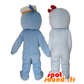 2 mascottes dolfijnen, blauwe en witte vis - MASFR24495 - Dolphin Mascot