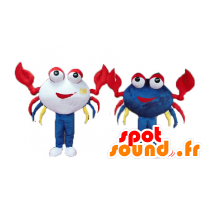 2 mycket färgglada och leende krabba maskotar - Spotsound maskot