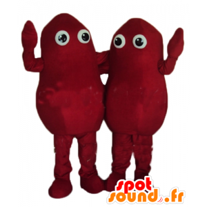 2 maskoter snømenn, røde poteter - MASFR24497 - Ikke-klassifiserte Mascots