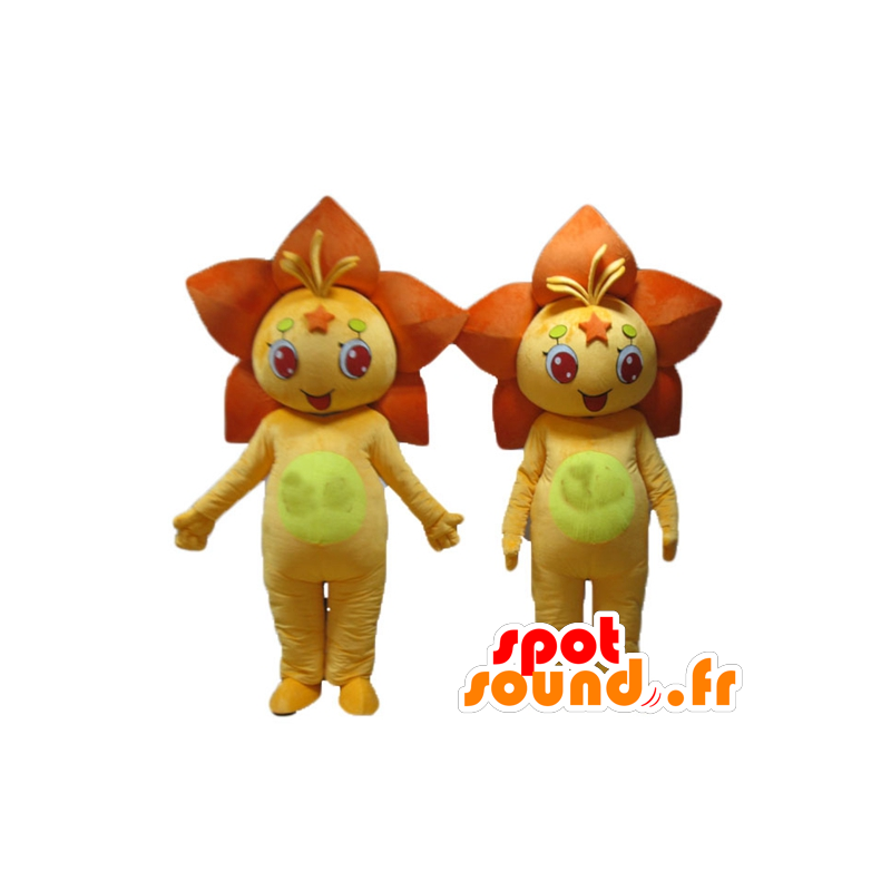 2 mascots orange and yellow flowers, lilies - MASFR24498 - Mascots of plants