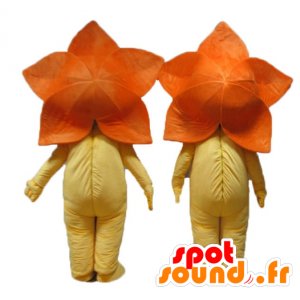 2 mascottes de fleurs orange et jaunes, de fleurs de lys - MASFR24498 - Mascottes de plantes