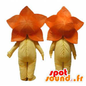 2 maskotteja oranssi ja keltainen kukat, liljat - MASFR24498 - maskotteja kasvit