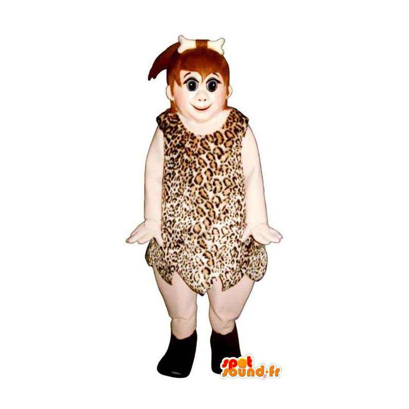Mascot prehistoric woman with her animal skin - MASFR006701 - Mascots woman