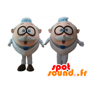 2 mascottes de vieux hommes, de scientifiques, avec des lunettes - MASFR24503 - Mascottes Homme