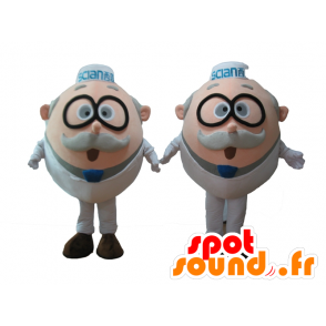 2 mascots old men, scientists, with glasses - MASFR24503 - Human mascots