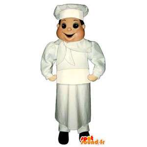 Mascote cozinheiro com um avental e chapéu de chef - MASFR006702 - Mascotes homem