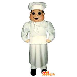 Mascotte de chef cuisinier avec un tablier et une toque - MASFR006702 - Mascottes Homme