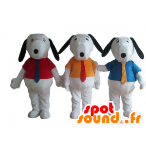 3 mascottes Snoopy beroemde witte cartoon hond - MASFR24508 - mascottes Snoopy