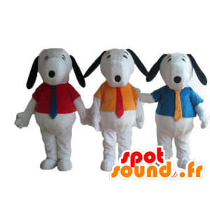 3 maskoter av Snoopy, berömd tecknad vit hund - Spotsound maskot