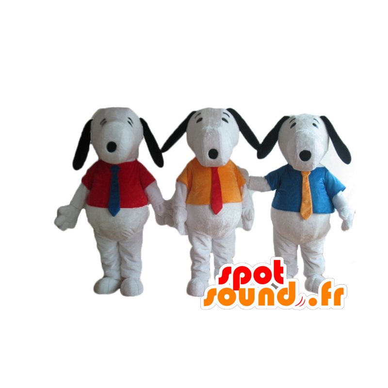 3 maskotter af Snoopy, berømt tegneserie hvid hund - Spotsound