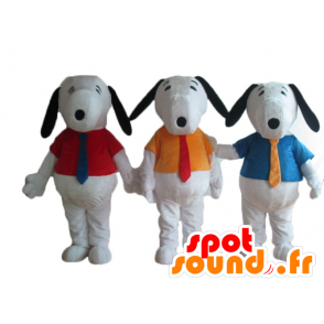 3 maskoter Snoopy berømte hvite tegneserie hund - MASFR24508 - Maskoter Snoopy