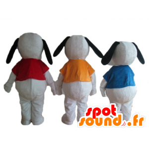 3 mascottes de Snoopy, célèbre chien blanc de bande dessinée - MASFR24508 - Mascottes Snoopy
