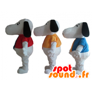 3 mascotes Snoopy cão branco famoso desenho animado - MASFR24508 - mascotes Snoopy