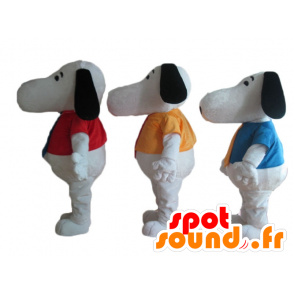 3 mascottes de Snoopy, célèbre chien blanc de bande dessinée - MASFR24508 - Mascottes Snoopy