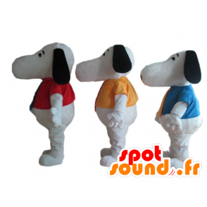 3 maskoter av Snoopy, berömd tecknad vit hund - Spotsound maskot
