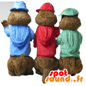 3 mascottes eekhoorns, Alvin en de Chipmunks - MASFR24512 - Celebrities Mascottes