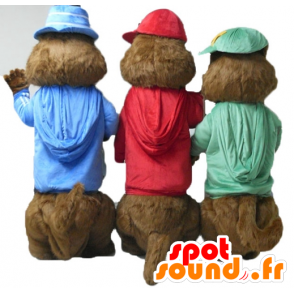 3 mascottes d'écureuils, d'Alvin et les Chipmunks - MASFR24512 - Mascottes Personnages célèbres