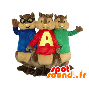 3 mascottes d'écureuils, d'Alvin et les Chipmunks - MASFR24513 - Mascottes Personnages célèbres