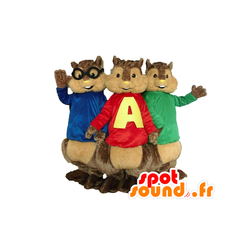 3 mascots squirrels, Alvin and the Chipmunks - MASFR24513 - Mascots famous characters